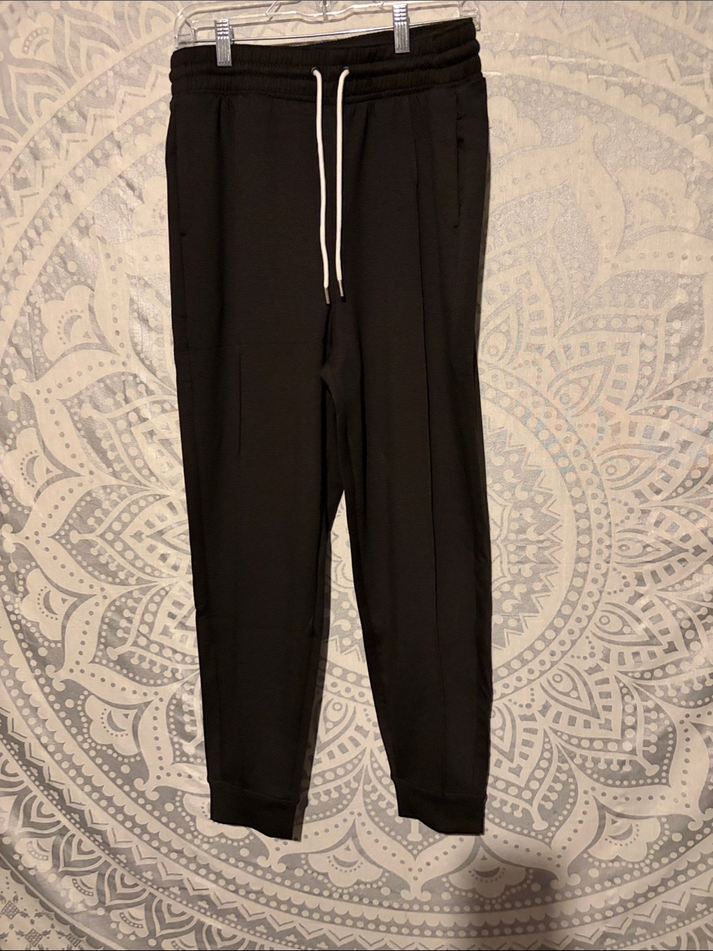 ZENANA Women’s Black Scuba Joggers Drawstring Pockets Stretch Sz L NWT ROP-4067Y